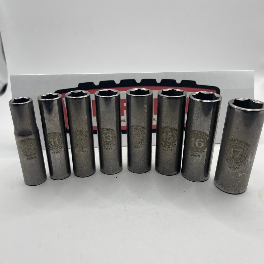 Craftsman 8pc Deep Socket Set 10-17mm 6-Point 3/8 Drive Made in USA 45866-45874‎